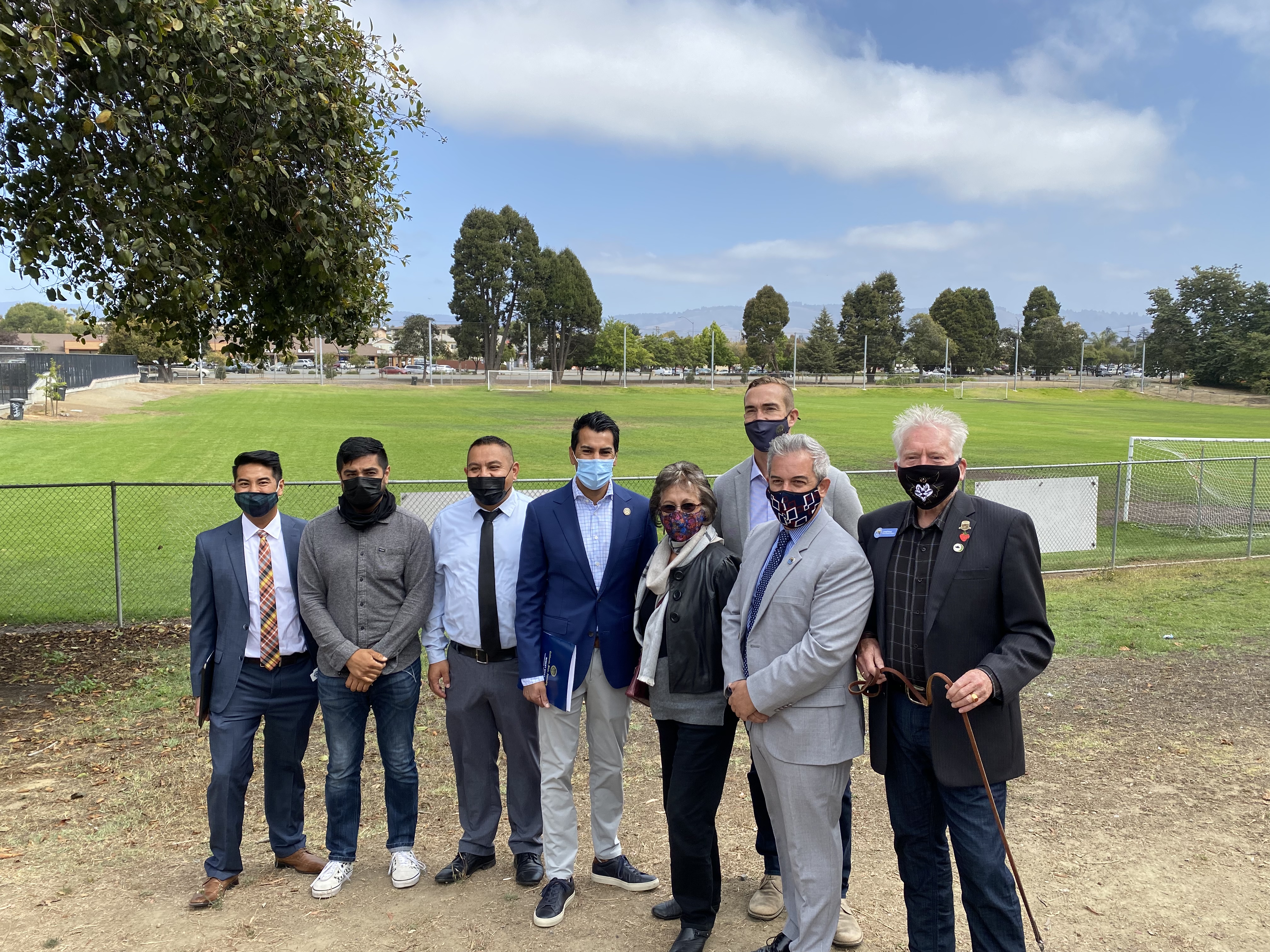 Assemblymember Rivas with guests at Ramsay Park Soccer Fields