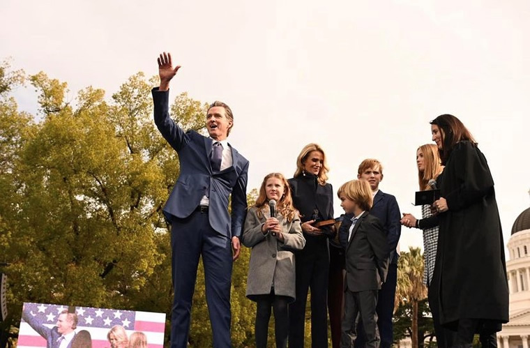 Gov. Newsom and family at inauguration