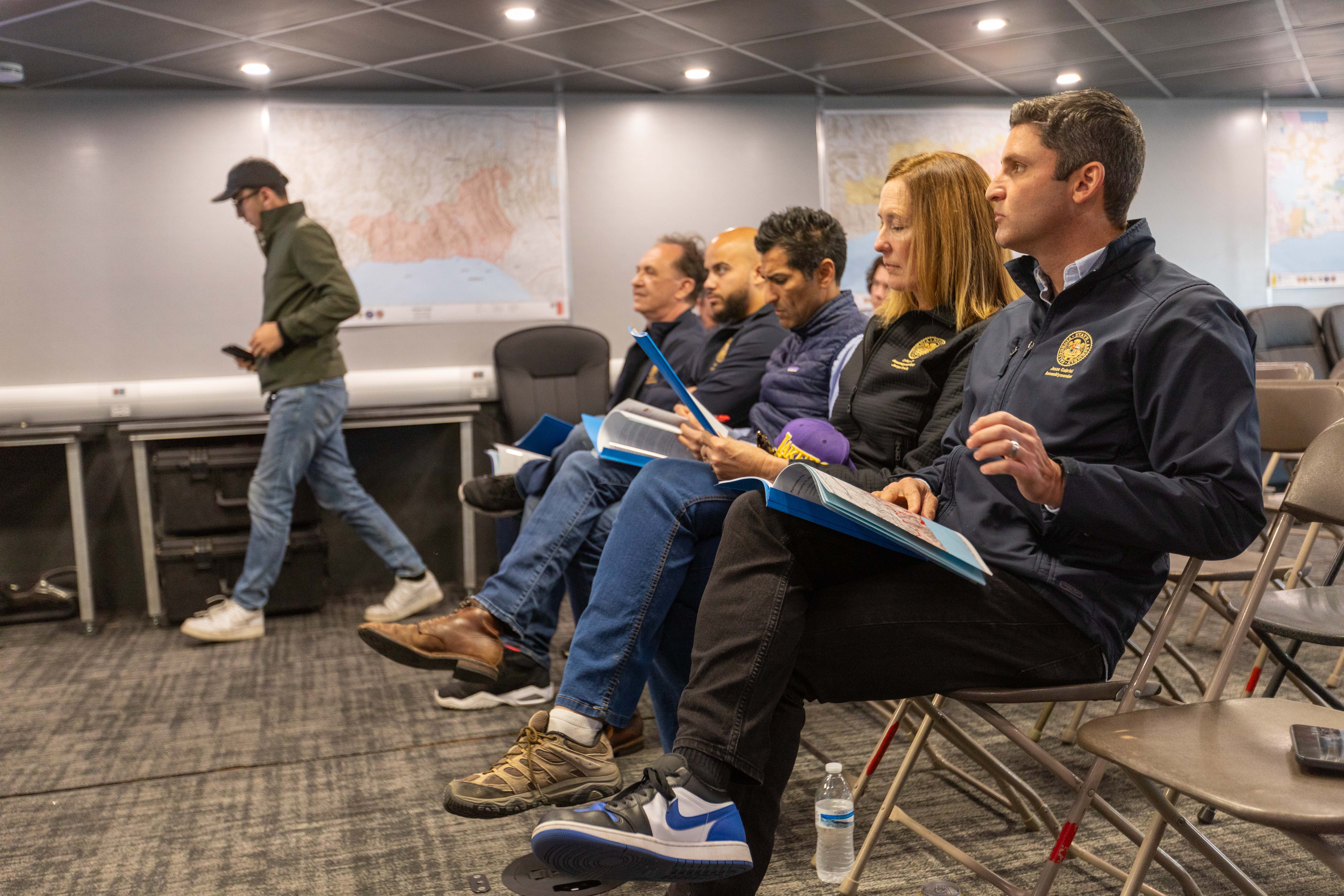 Assembly members receive a briefing on the Palisades Fire