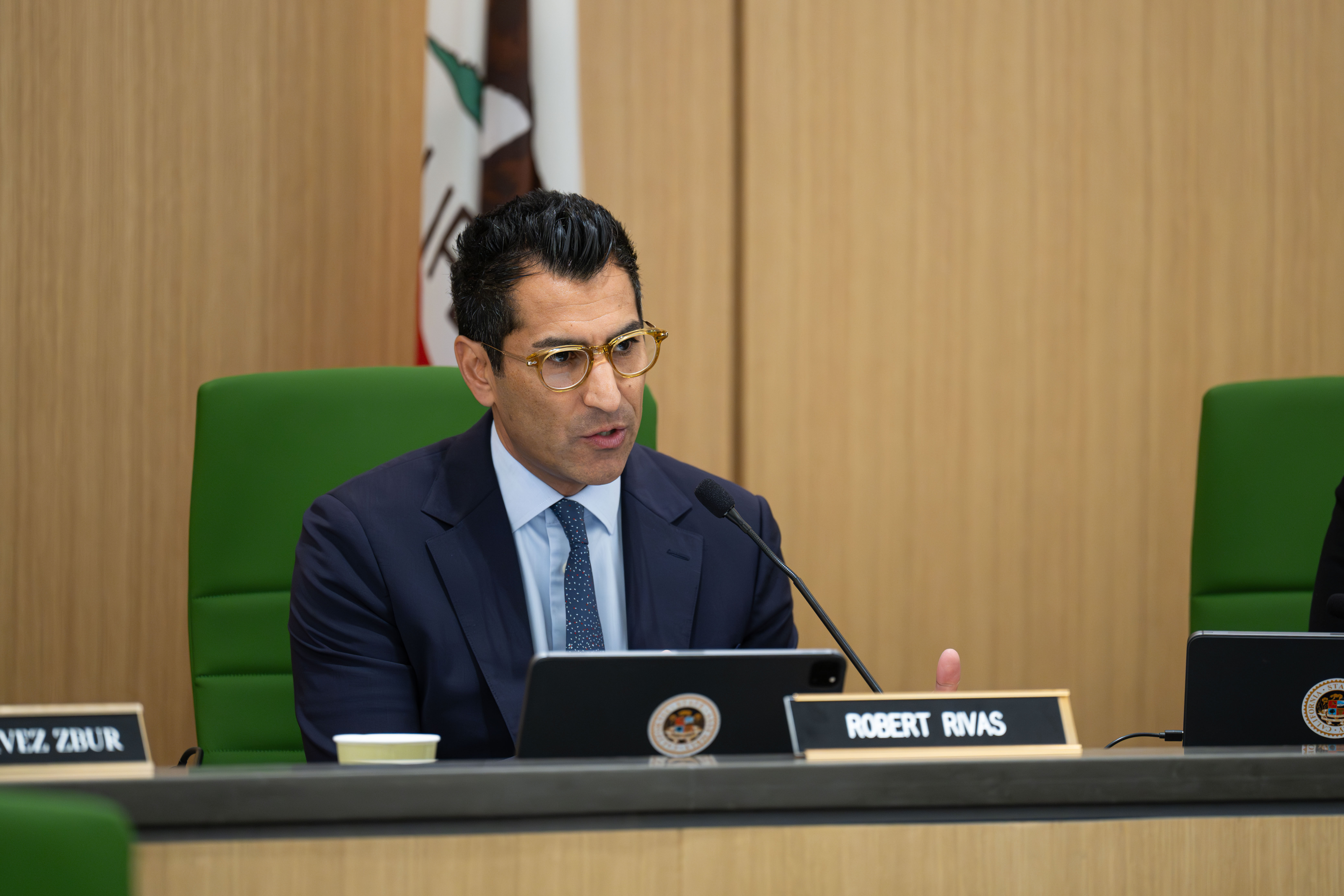 Speaker Rivas joins colleagues at a select committee hearing in December