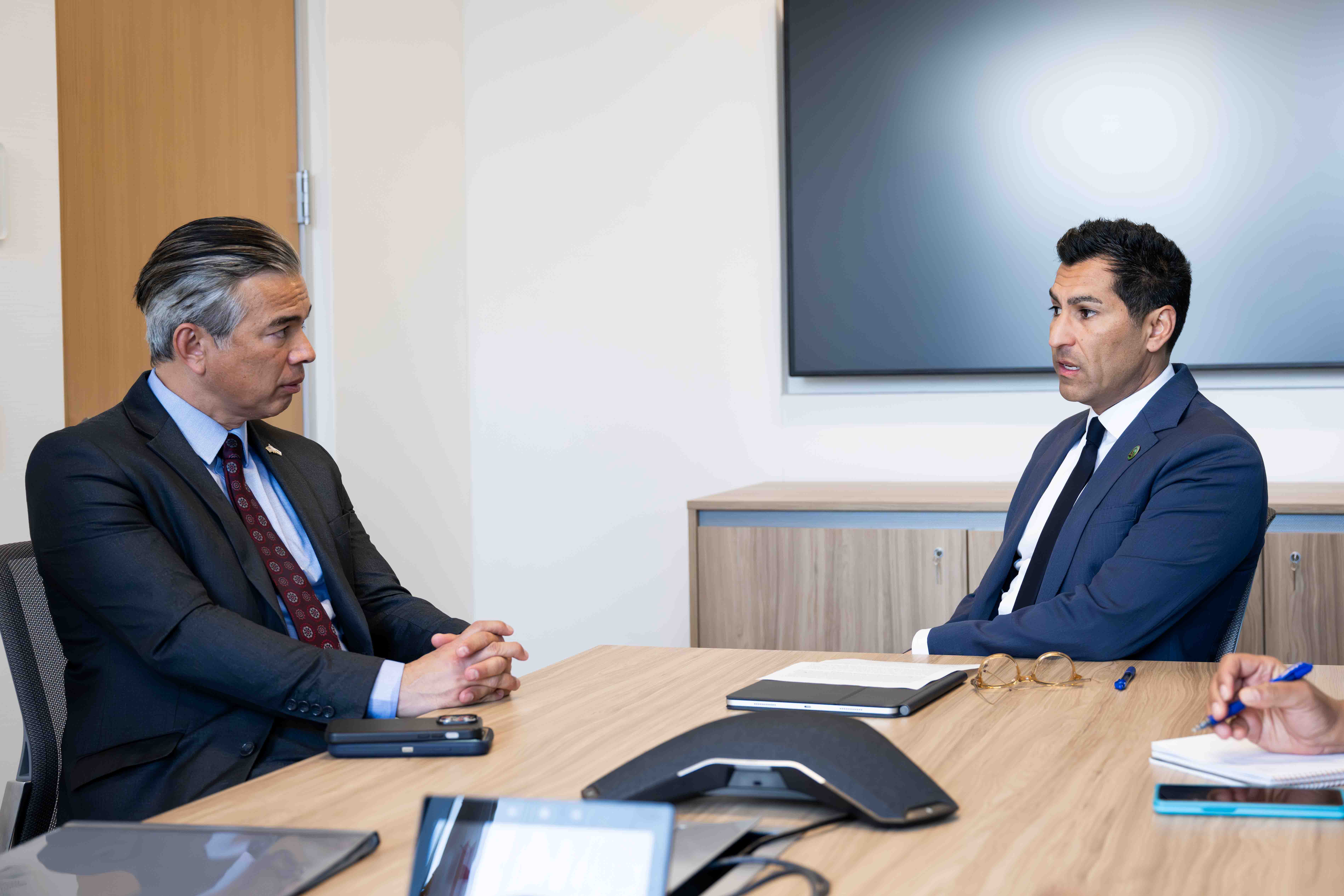 Speaker Rivas meets with Attorney General Rob Bonta in February