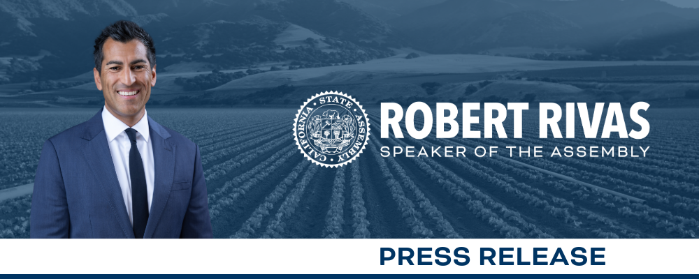 Speaker Robert Rivas Press Release Header Graphic