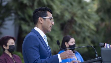Assemblymember Rivas speaking at podium