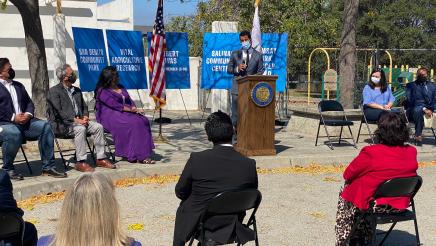 Assemblymember Rivas addressing crowd