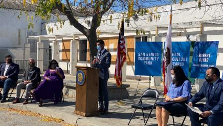 Assemblymember Rivas addressing crowd