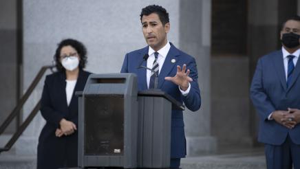 Asm. Robert Rivas speaking at a press conference on new clean water legislation