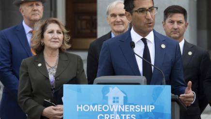 Asm. Robert Rivas speaks at a press conference on homeownership support