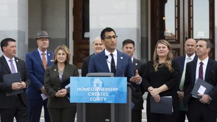 Asm. Robert Rivas speaks at a press conference on homeownership support