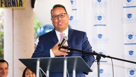 Guest speaker at podium, speaking