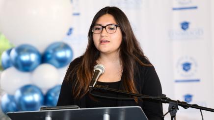 Guest speaker at podium, speaking