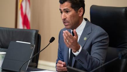 Assemblymember Robert Rivas listens to testimony at a California Agricultural Competitiveness Hearing.