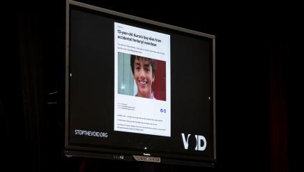 Photo display of Fentanyl victim on screen