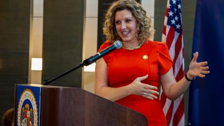 Asm. Schiavo (D-Santa Clarita) speaks at her community swearing-in event.