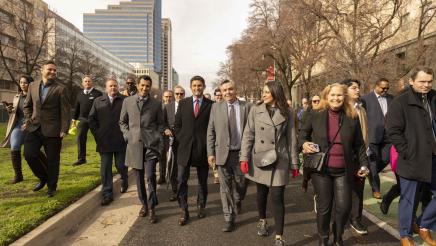 Speaker-Designate Robert Rivas Marches with Colleagues at Governor Newsom's Inauguration