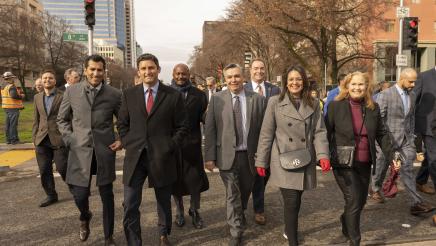 Speaker-Designate Robert Rivas Marches with Colleagues at Governor Newsom's Inauguration