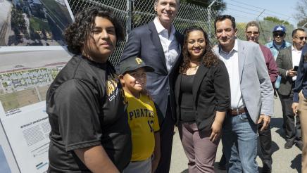 Speaker Rendon and Gov. Newsom with youth athletes