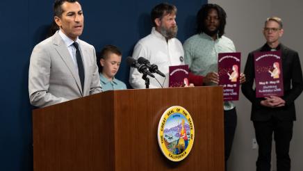 Assemblymember Rivas speaks at Stuttering Awareness Press Conference supporting ACR 59