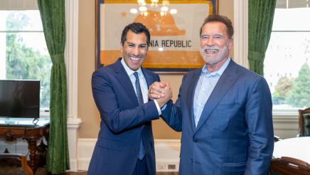 Speaker Robert Rivas meets with Former Governor Arnold Schwarzenegger