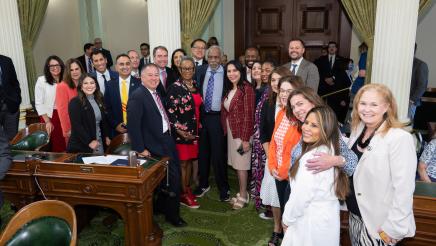 Speaker Rivas, Assemblymembers and Danny Glover