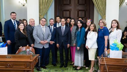 Speaker Rivas, Assemblymembers, and Secretary Castro