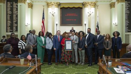 Speaker Rivas with honorees in the Assembly's Black History Month floor ceremony