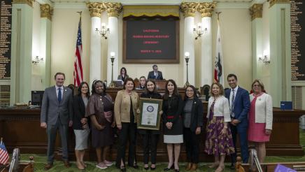 Speaker Rivas, Republican Leader Gallagher, Majority Leader Aguiar-Curry, and Women History Month Honorees on the Assembly Floor