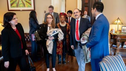 Speaker Rivas greets the Cuban Delegation