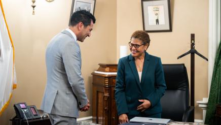 Speaker Rivas and Mayor Bass