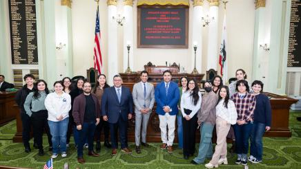 Speaker Rivas, Assemblymember Eduardo Garcia, and students from UC Berkeley