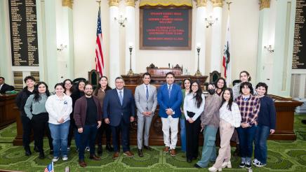 Speaker Rivas, Assemblymember Eduardo Garcia, and students from UC Berkeley