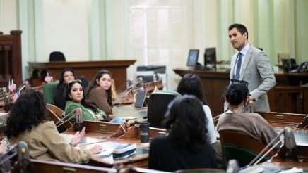 Speaker Rivas answers students' questions