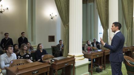 Assemblymember Rivas with Standford's Public Policy Students on the Assembly Floor