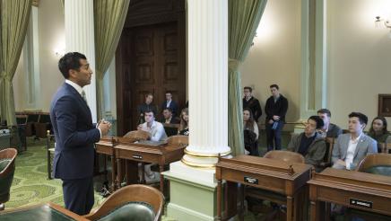 Assemblymember Rivas with Standford's Public Policy Students on the Assembly Floor