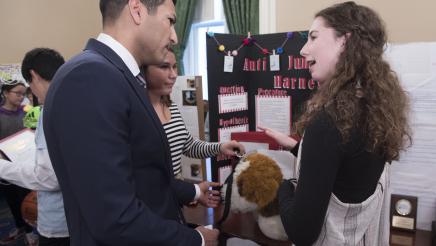 Assemblymember Robert Rivas with CA Invention Convention participant