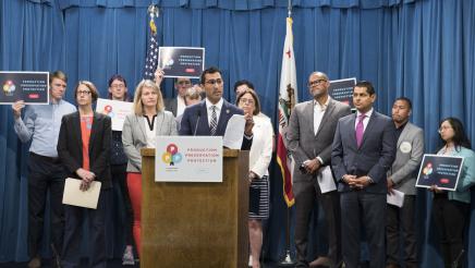 Assemblymember Rivas speaking at Housing Press Conference at the Capitol