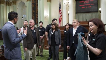 Assemblymember Rivas with Morgan Hill Leadership on Assembly Floor