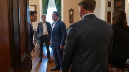 Speaker Robert Rivas meets with Former Governor Arnold Schwarzenegger